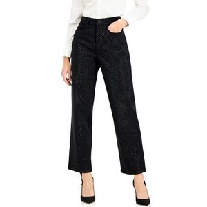 INC International Concepts High-Rise Embellished Straight Deep Black 2